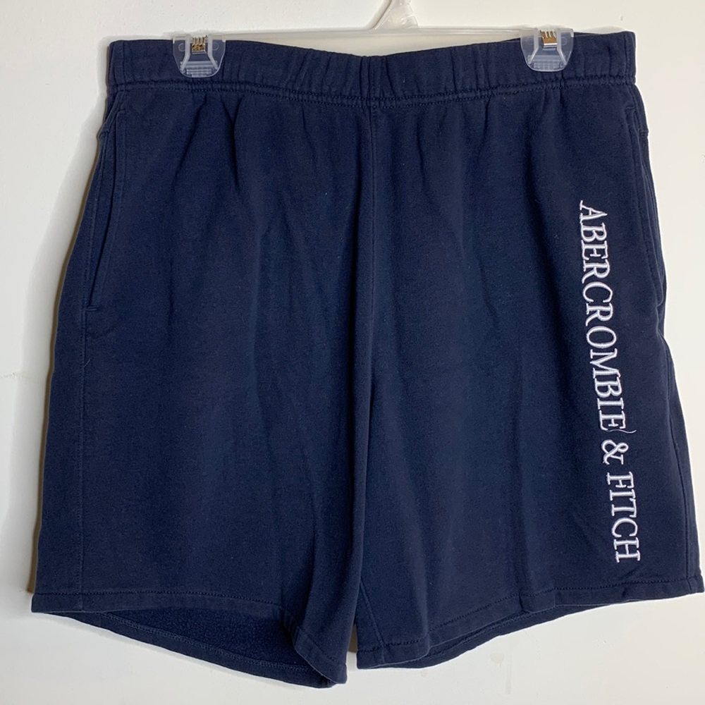 Men’s Abercrombie & Fitch Navy Blue Sweat Shorts w/ Draw String & Back Pocket M